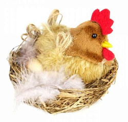 Декор пасхальный Гнездо с яйцами и курицей 9см ч36039