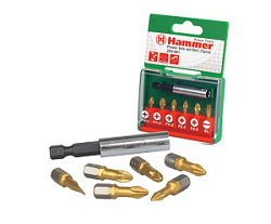 Набор бит Ph/Pz/Sl №1 (7 шт) Hammer Flex 203-901